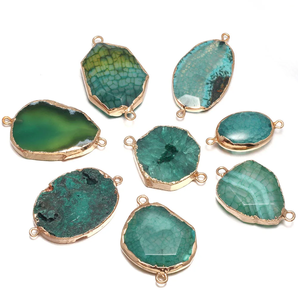 

natural agate pendant connector double hole connector irregular shape for necklace charm jewelry making