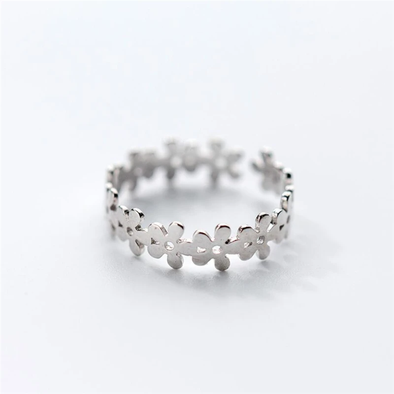 

Silver Color Hollow Plum Blossom Literary Temperament Personality Fashion Female Resizable Opening Rings SRI105
