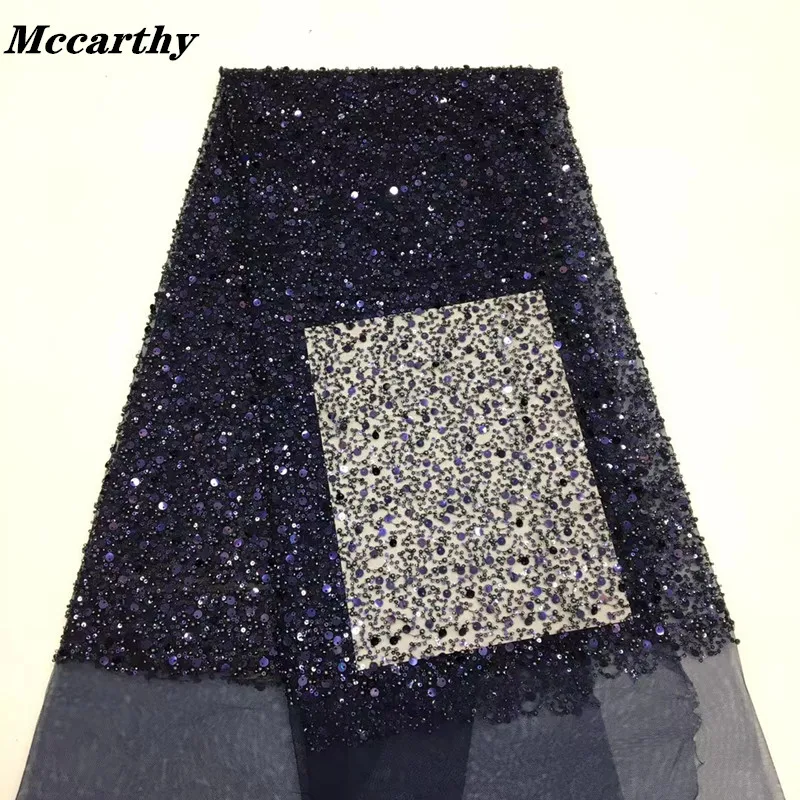 

Handmade Beaded And Sequined Embroidery Mesh African Lace Embroidery Nigeria Lace Fabric Suitable for Dress Skirt Wedding Dress