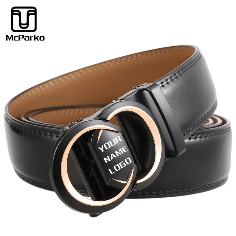 

Мужские ремни под заказ McParko, роскошные брендовые дизайнерские ремни из натуральной кожи с автоматической пряжкой под заказ