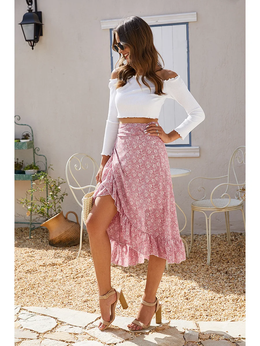 New Women Chiffon Foral Irregular Summer Skirt