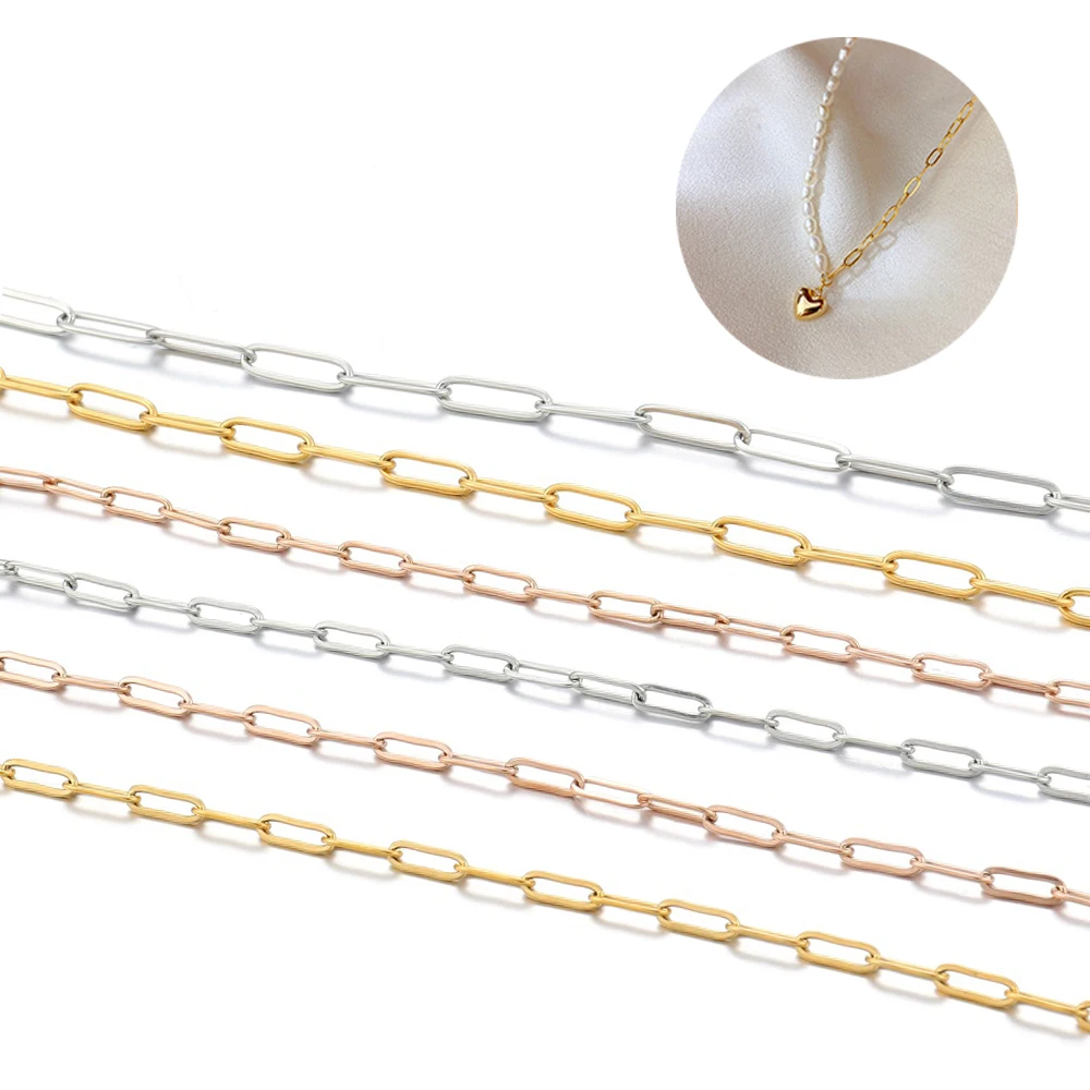 

1 Meter Stainless Steel Gold Chain Paperclip Cable Bulk Chains for DIY Wallet Chain Necklace Bracelet Jewelry Making Accessories