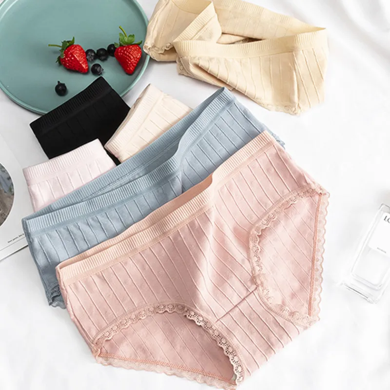 Женские хлопковые трусики однотонные Полосатое сексуальное нижнее белье для