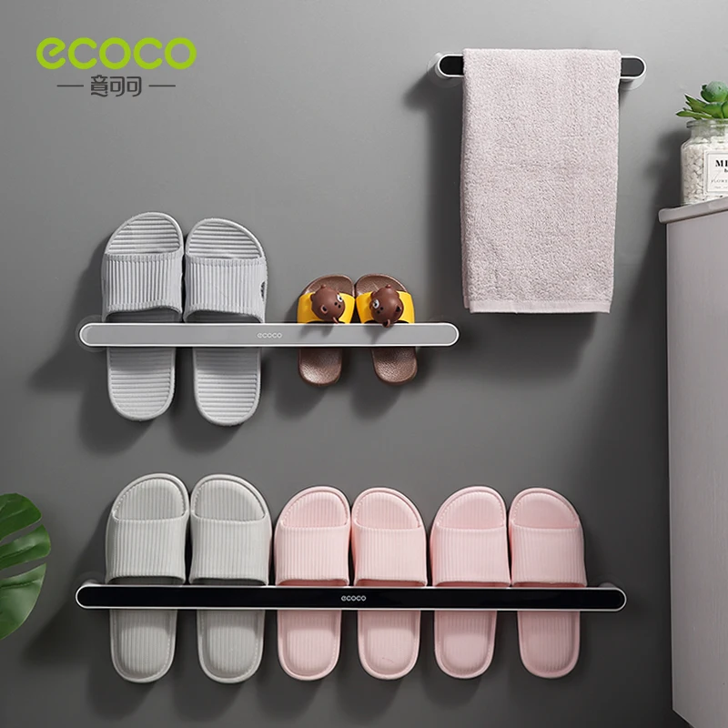 

ECOCO Wall-Mounted Non-Perforating Slipper Finishing Rack Bathroom Living Room Bedroom Sipper Finishing Rack Self-Adhesive