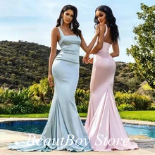 Pescoço quadrado sereia vestidos de baile cetim blackless robes de soirée longo lado fenda festa noite para as mulheres vestidos de gala 22 (1)