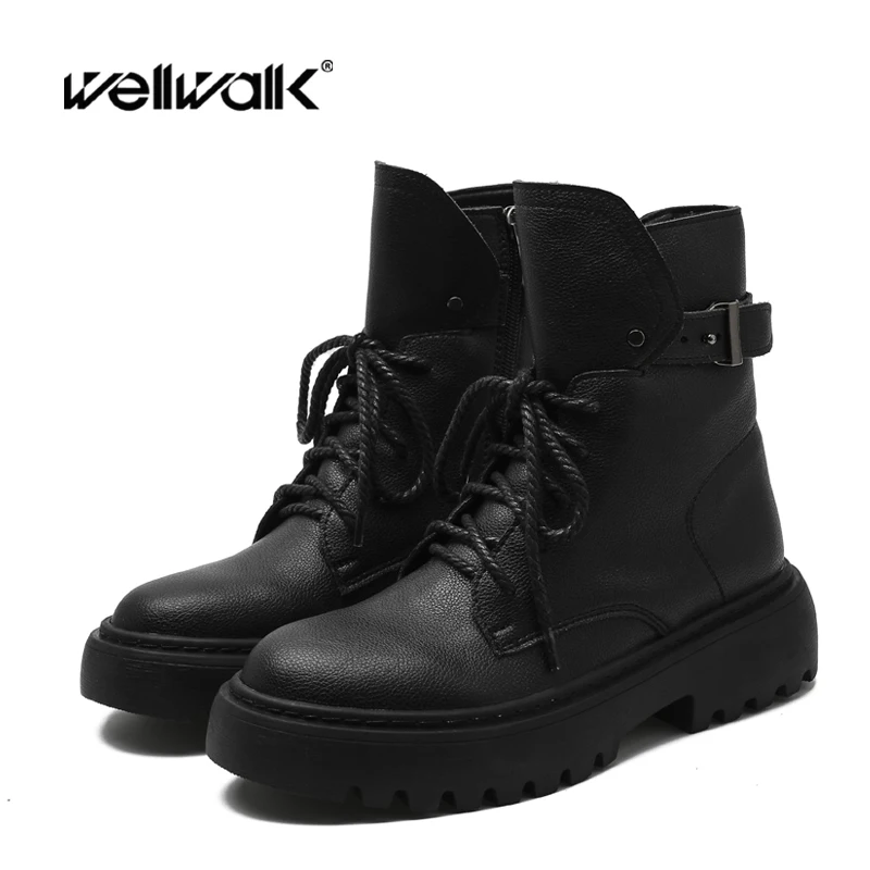 Ботинки Martens на платформе женская зимняя обувь женские черные мотоботы шнуровке