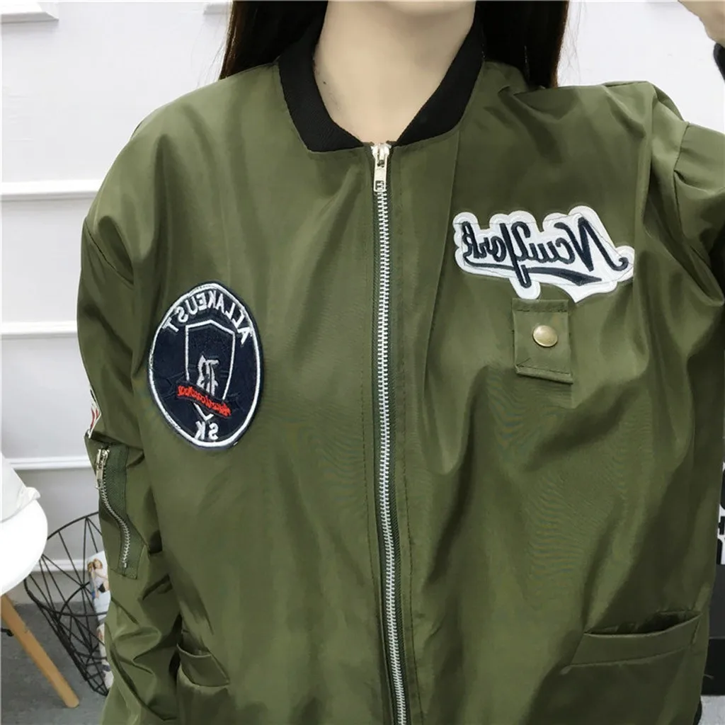 

New Women Coat Casual Fashion Baseball Jacket Long Sleeve O-Neck Tops Windproof Outdoor Clothes Femme Chaqueta Dropshipping