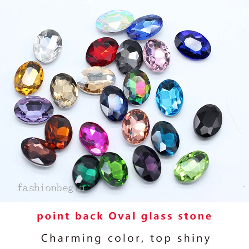 Овальные стеклянные стразы всех размеров с острым вырезом на спине Необычные