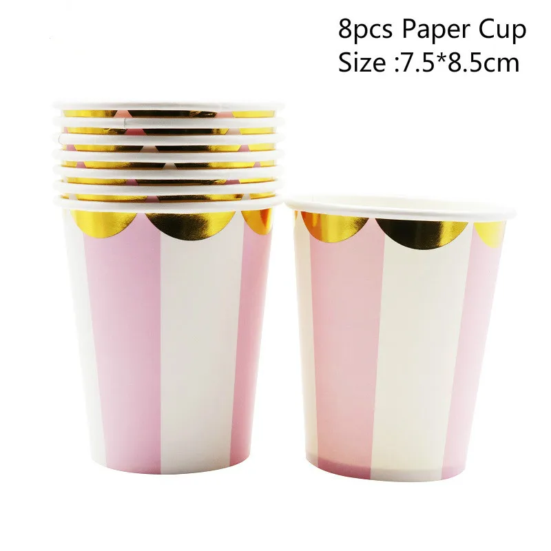 Pink Paper Cup Первый день рождения, детская вечеринка, подарок, розовая/синяя Золотая фольга, бумажная салфетка под тарелку кружку, детский душ, свадьба, сделай сам, украшение, посуда, принадлежности - Цвет: Pink Paper Cup