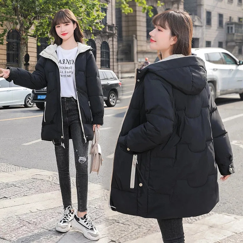 2021 New Women's Coat Winter Coat Coat Hooded Warm Padded Coat Coat Fashion Women's Cotton Padded Parka Coat Outwear