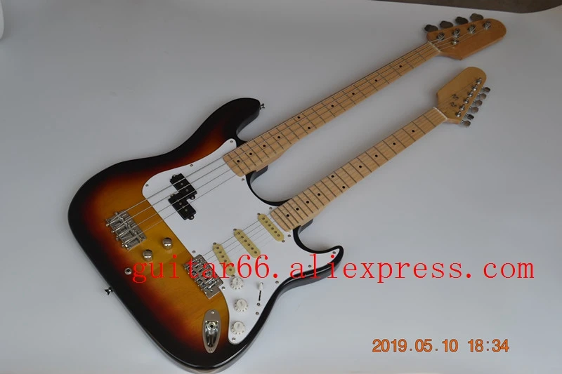 Sunburst двойная Шея тонкая электрическая гитара бас и BJ 180|Гитары| |