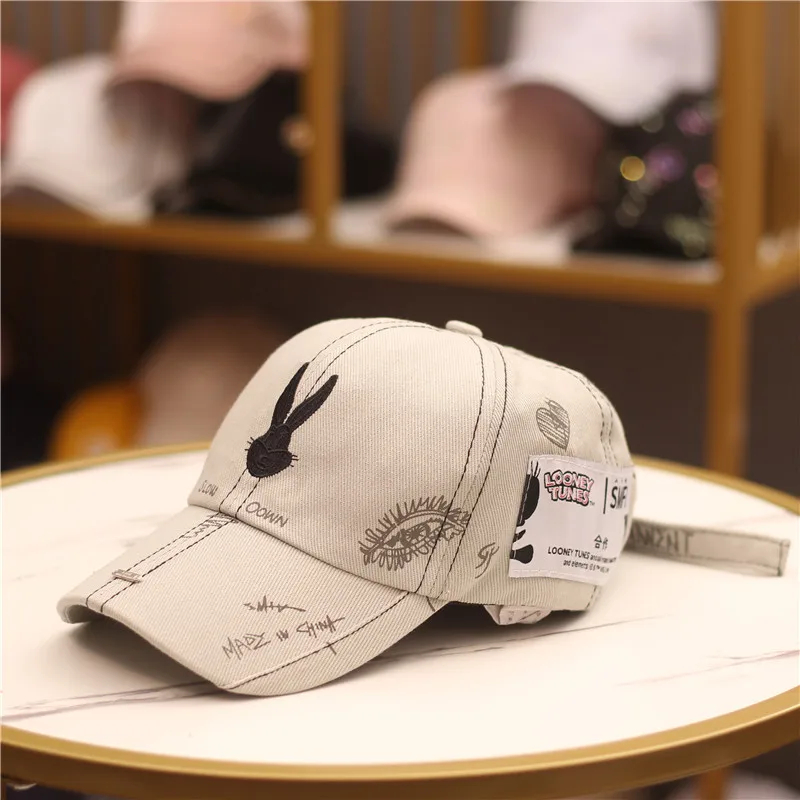

Geewell Baseball Cap Embroidery Rabbit Spring Summer Unisex Beach Sports Peaked Sun Hat Women Men Fashion Outdoor Cycling Cap