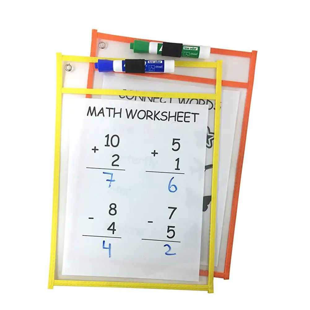 Дети прозрачного записи и протрите карманы многоразовые со стирающейся от