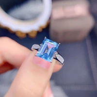 meibapj natural blue rectangletopaz ring for women real 925 sterling silver fine wedding jewelry