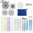 25 шт.компл. набор точечных инструментов с мандалой, набор точечных ручек для тиснения, кисть, акриловые стержни, инструменты для творчества и рисования камнями