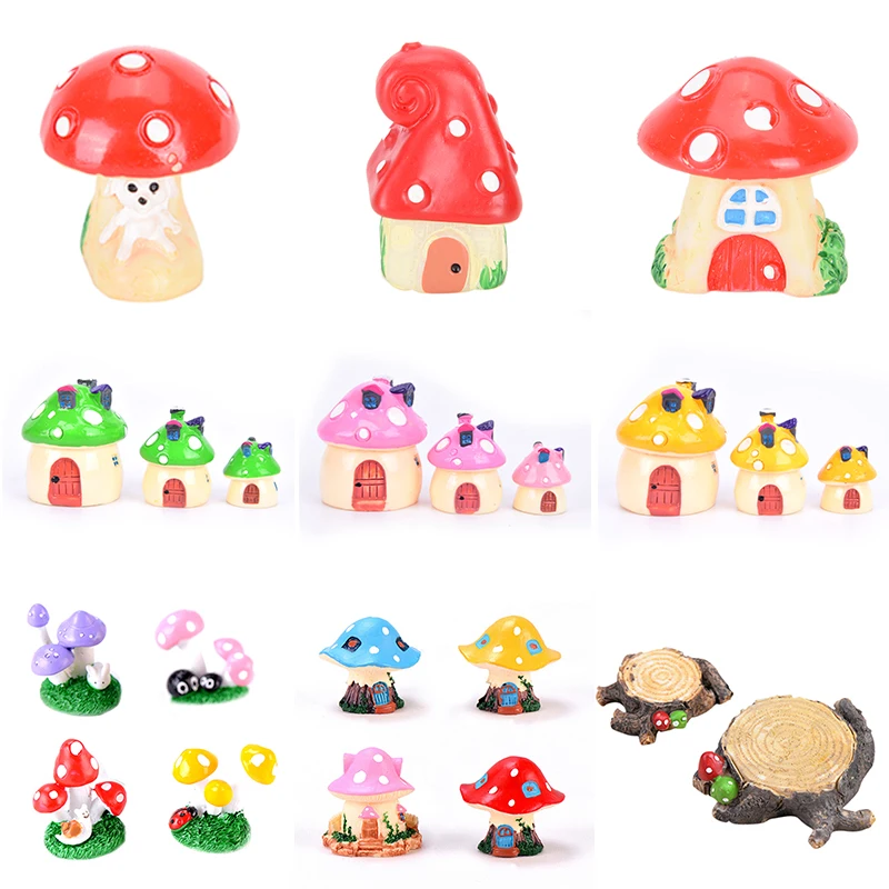 

Mushroom House Resin Fairy Garden Craft Decoration Miniature Micro Gnome Terrarium Mediterranean House Castle