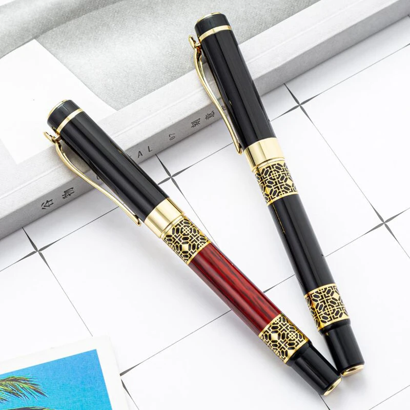 

New Arrival Full Metal Roose Wood Color Roller Ballpoint Pen Office Business Men Signature Writing Pen Buy 2 Send Gift