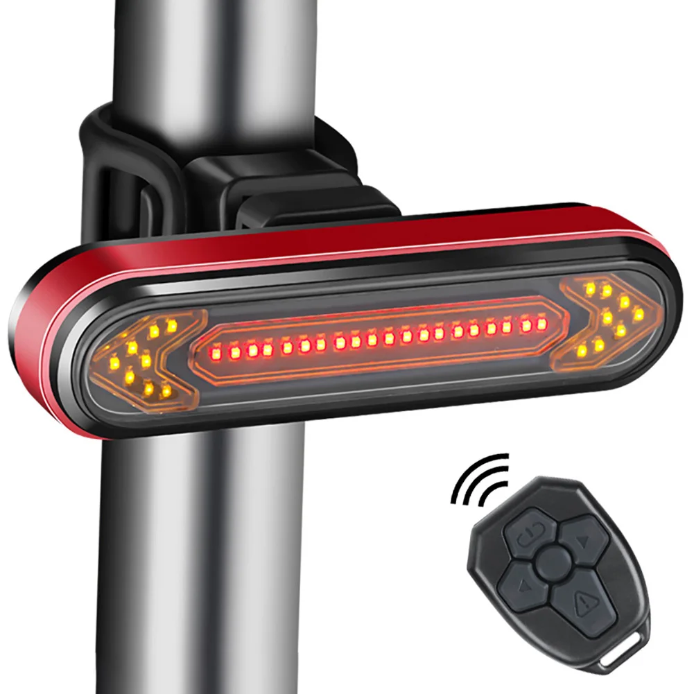 

Remote Control Bike Taillight USB Rechargeable Bicycle Tail Rear Light Turn Signal Braking Warning Wireless LED Cycling Lantern