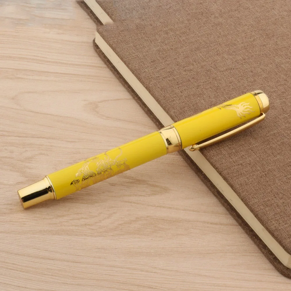 Роскошный качественный перьевая ручка Желтый Фарфор китайская живопись Золотой