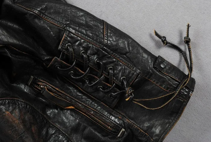 

italy vintage motorcycle adjustable waist slim fit biker male fashion real leather jacket for men
