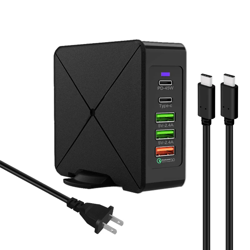 US Plug - usb cable 75 Вт PD type C USB быстрое зарядное устройство 45 Вт для MacBook Matebook ноутбук адаптер питания быстрая зарядка QC3.0 18 Вт для iPhone Планшет iPad Pro - Цвет: US Plug - usb cable