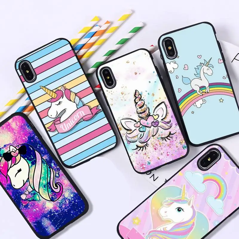 

YNDFCNB Rainbow Unicorn Phone Case for iPhone 11 12 13 mini pro XS MAX 8 7 6 6S Plus X 5S SE 2020 XR case