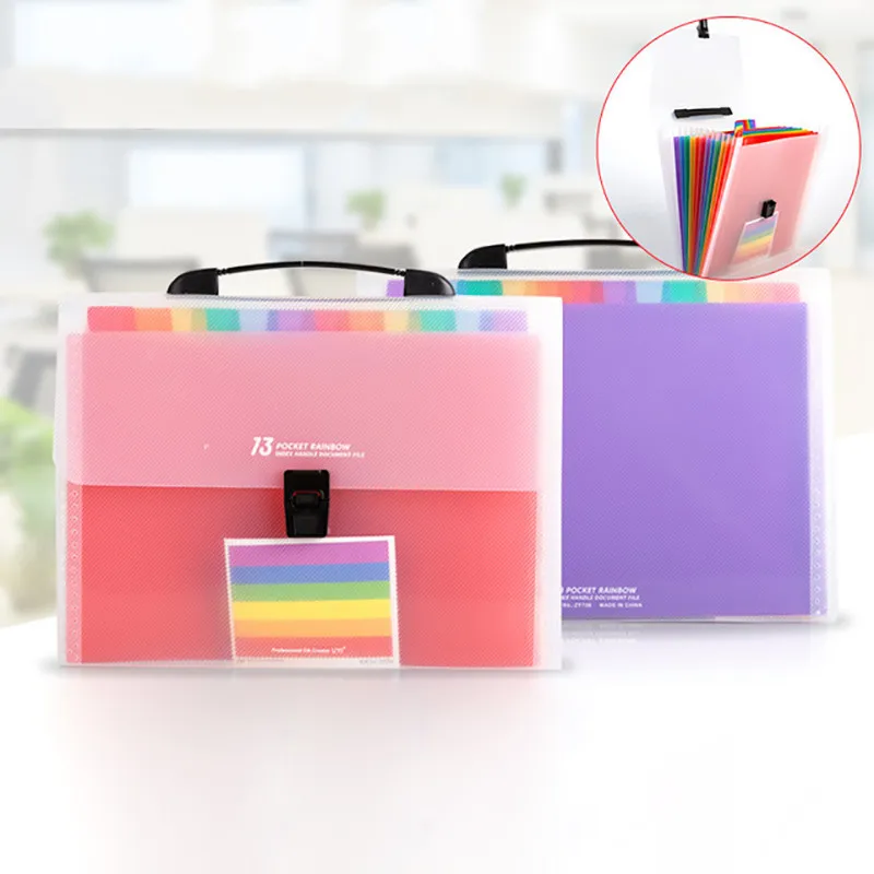 

A4 папка для файлов с расширением 13 карманов цветная Студенческая сумка для хранения информации модный Органайзер портфель офисные принадл...