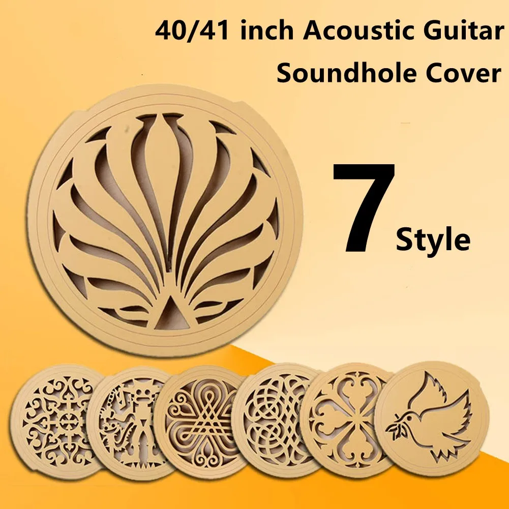 

Wood Soundhole Cover Sound Buffer Screeching Halt For 40/41 Inch Acoustic Guitar Stringed Instrument Guitar Accessories