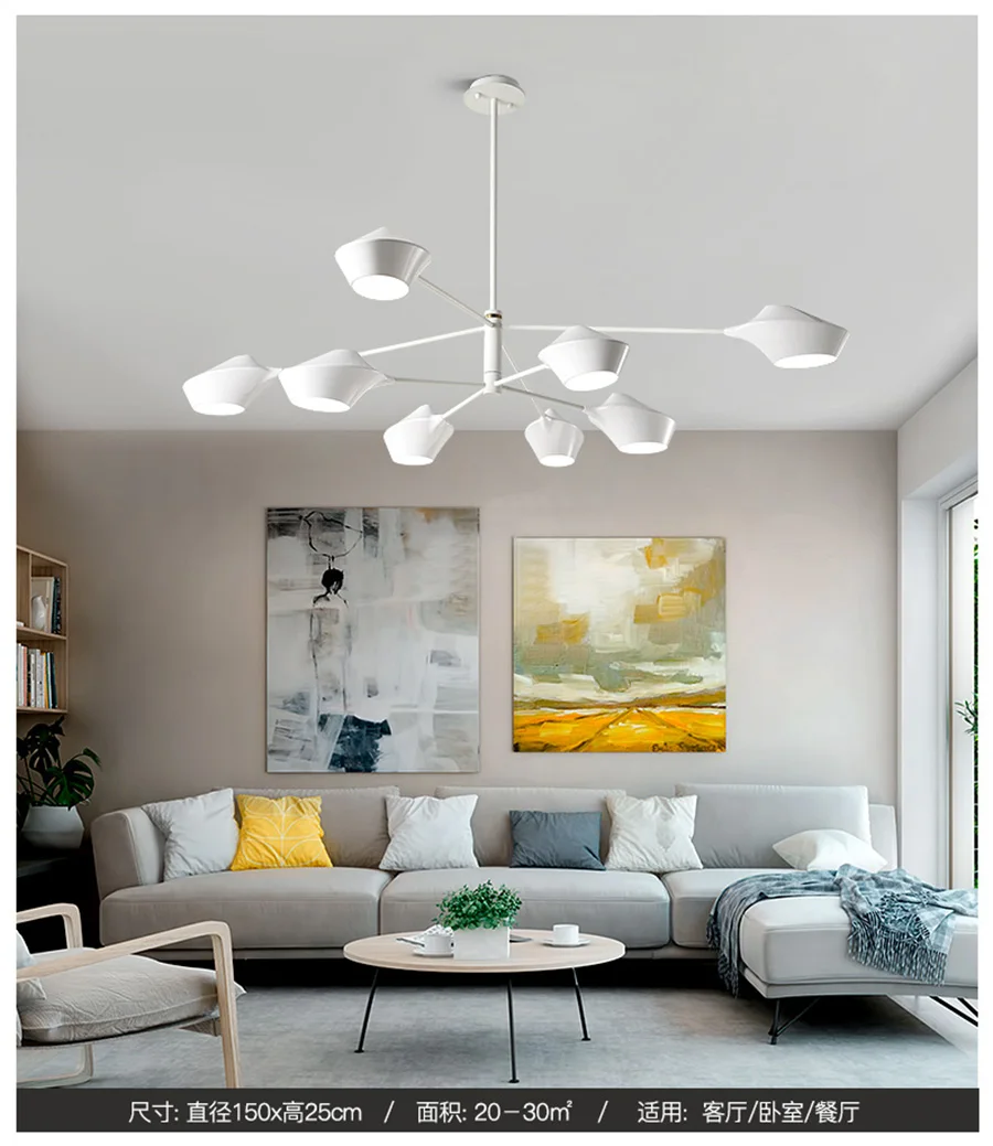 Led Chandelie post Современная Гостиная Скандинавская личность креативный