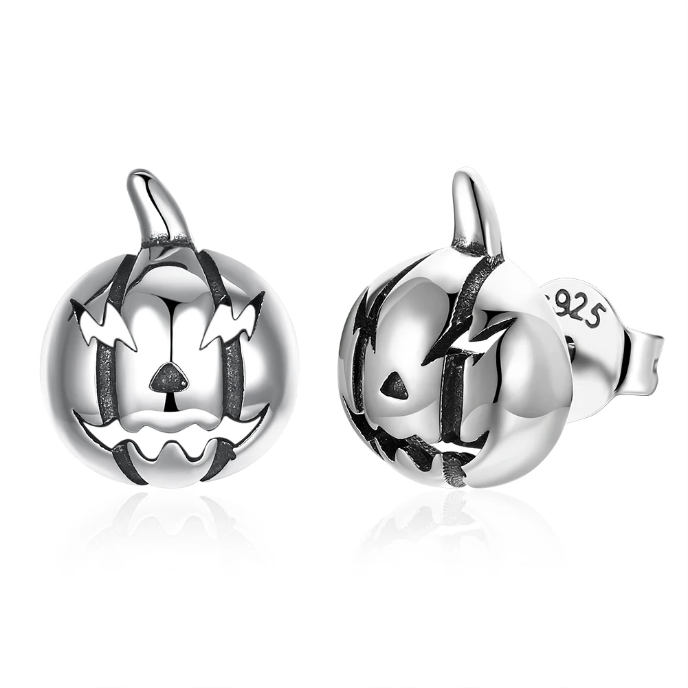 

ZSEMIOR Stud Earrings For Women 925 Sterling Silver Personality Vintage Pumpkin Head Cute Earrings Female Halloween Jewelry