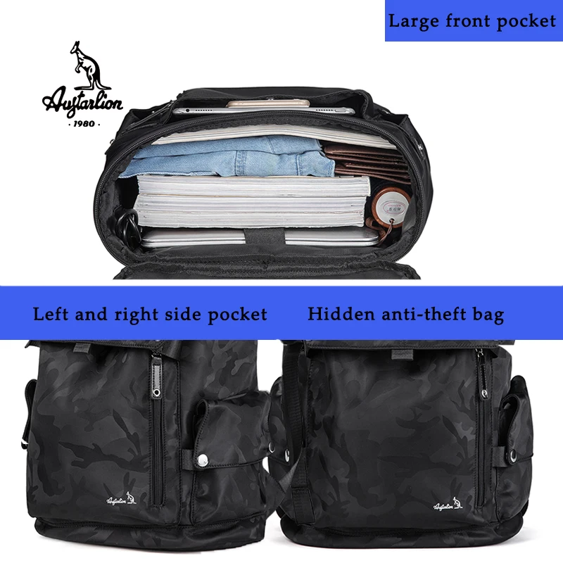 Men Fashion Camouflage Backpack USB Laptop Waterproof Travel Outdoor School Teenage Bag Mochila AUGTARLION | Багаж и сумки