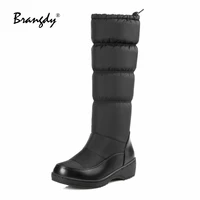 brangdy 2022 women snow boots woman winter boots thick plush waterproof non slip knee high boots elastic winter shoes round toe