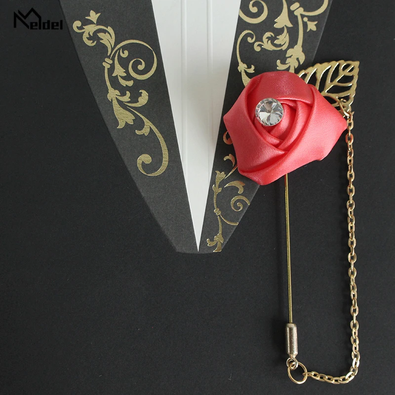 Light-red Meldel Искусственный цветок розы свадебная бутоньерка для жениха корсаж Бутоньерка брошь корсажи Свадебный планировщик свадебные аксессуары - Цвет: Light-red