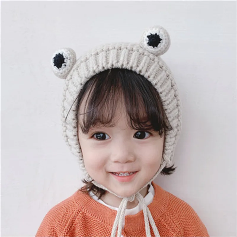 Вязаная шапка с ушками в виде Глаз лягушки для малышей реквизит фотосессии