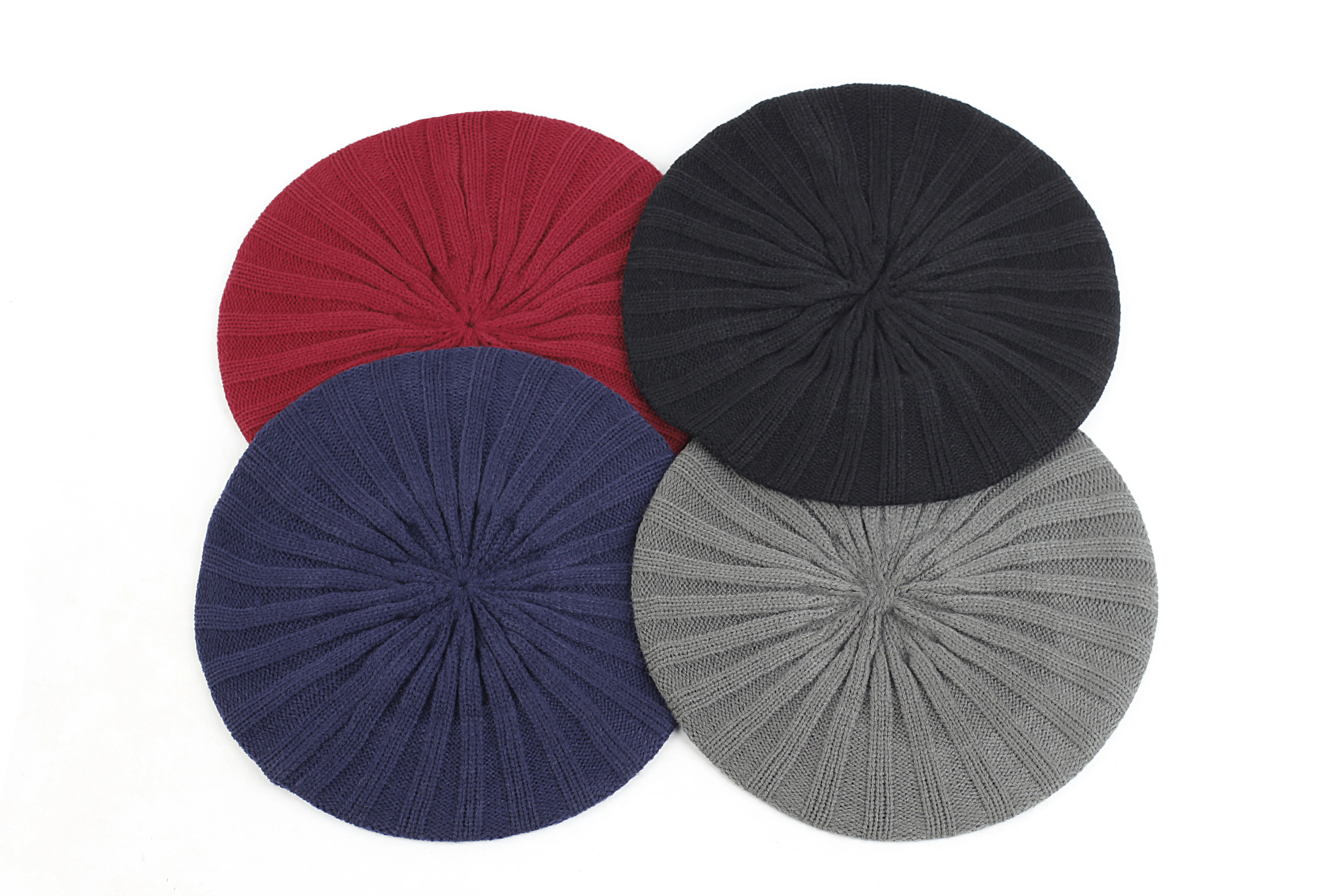 

Women Ribbed Fashion Beret Hat Solid Color Slouchy Winter Warm Hats Knitted Bonnet Caps for Girls Lady Female Autumn Casual Hat