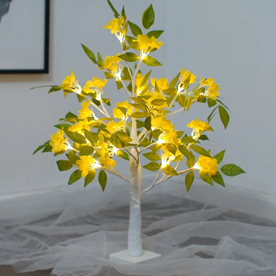 

Christmas Artificial Tree Lamp 24LED Green Leaves Fairy Light Battery Operated Tabletop Tree Light For Wedding Easter Holiday