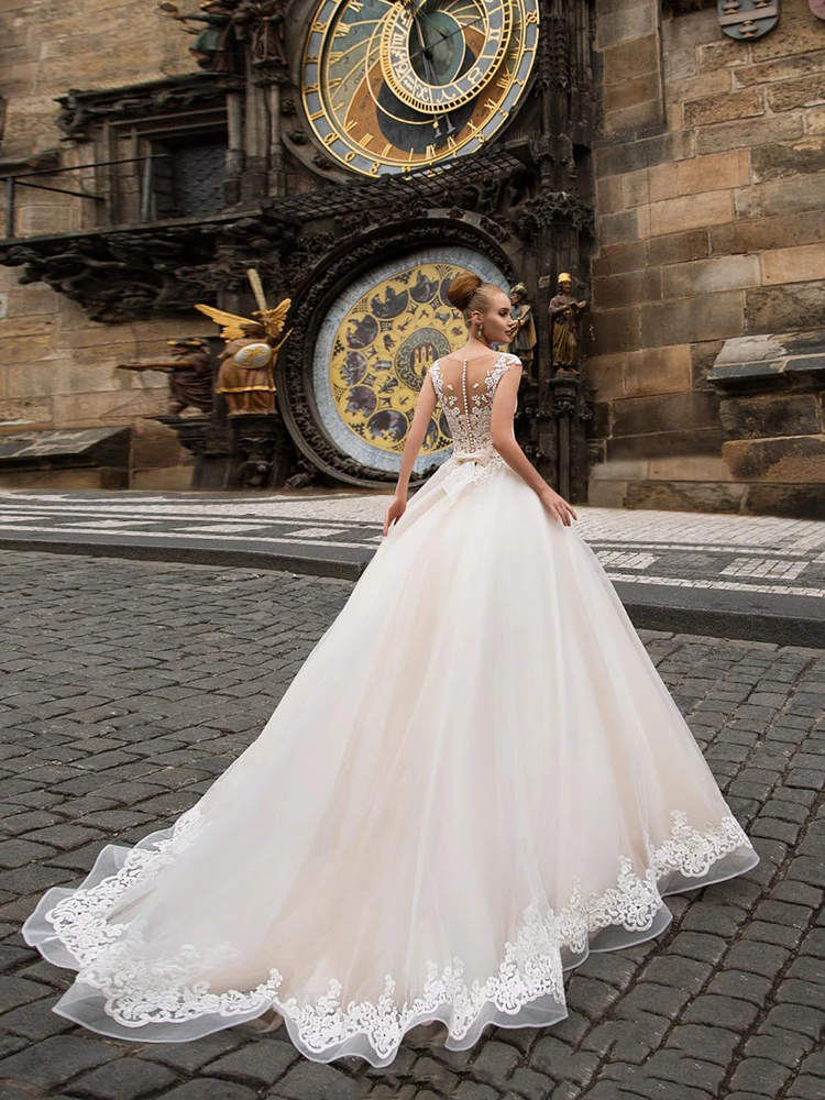 

Hi Shy Bride New Simple Wedding Dress Backless Sleeveless Design Chiffon Lace Bride Dresses Princess Dress Plus Size Tailor-made