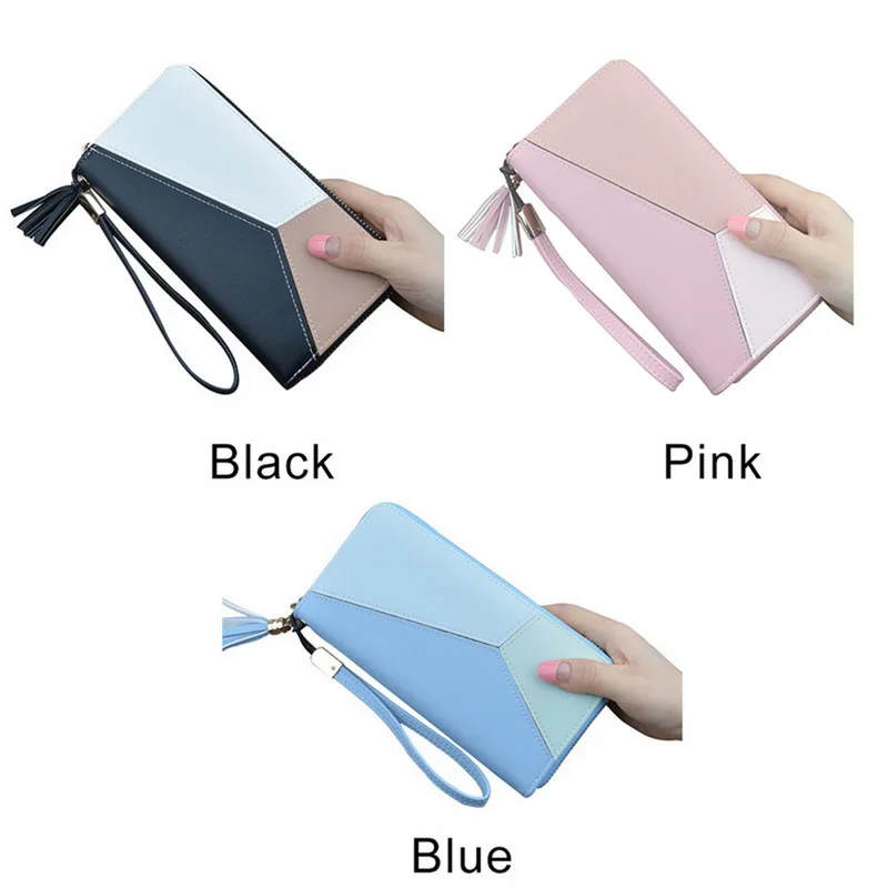 Роскошные брендовые кожаные женские кошельки с геометрическим рисунком длинные