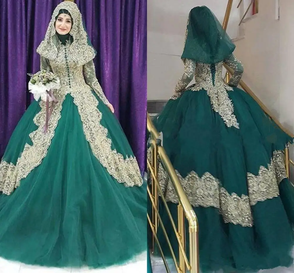 Турецкое исламское свадебное платье Кутюр халат De Mariage аппликация золотого цвета хиджаб Дубай мусульманское платье vestidos de fiest