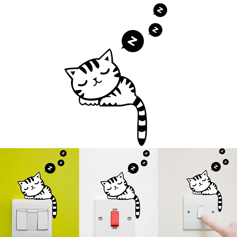 

DIY Creative Black Cat Love Cartoon Removable Switch Stickers PVC Wall Sticker Vinyl Decal Home Decor Decal Socket Paste