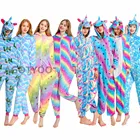 Пижама в виде единорога, зимняя одежда для сна в виде панды, животного, тигр, комбинезон для женщин, мужчин, унисекс, фланелевая ночная рубашка, домашние комплекты одежды