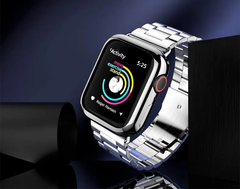 Чехол+ ремешок для наручных часов Apple Watch, версии 44 мм, 42 мм, 40 мм, 38 мм, версия наручных часов iWatch, браслет, 5/4/3/2/1 полная защитная крышка для экрана+ ремешок для часов из нержавеющей стали