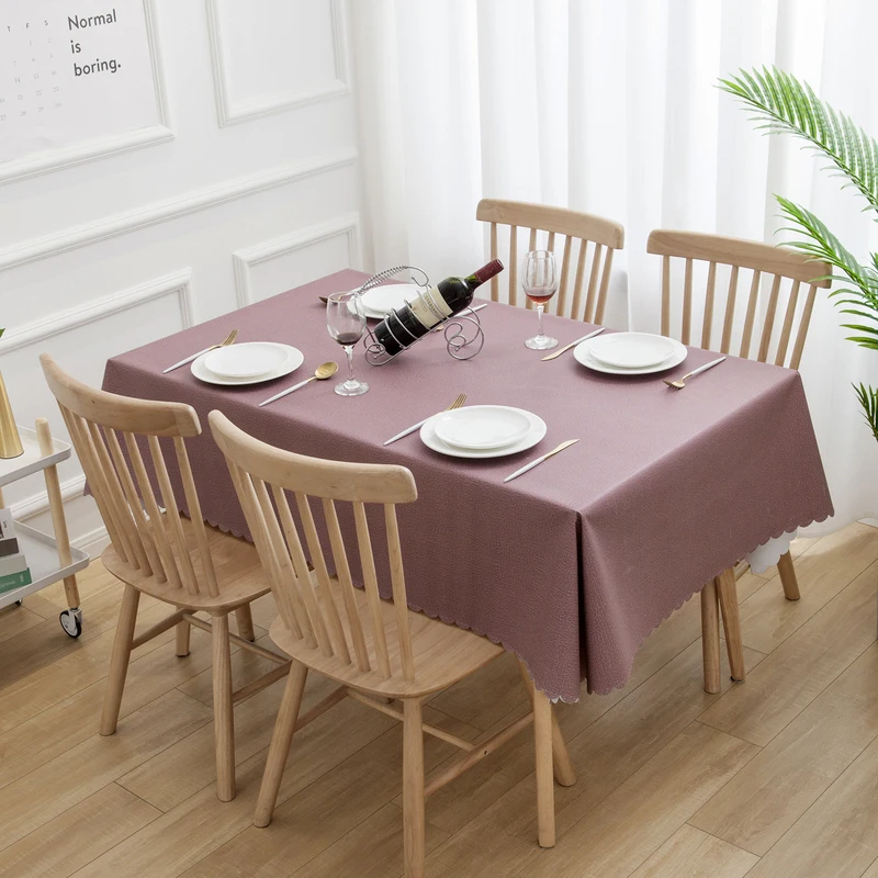 

Waterproof and Oil-proof Tablecloth for Dinning Table Solid Color Rectangle PVC Table Cloth Plastic Table Cover for Wedding