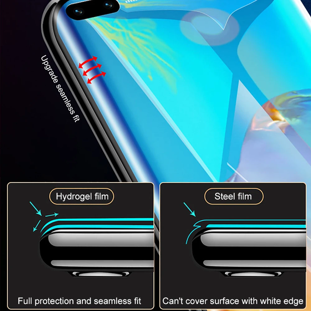 2 шт Мягкий Полный Чехол для huawei P40 lite E pro plus P30 P20 Гидрогелевая пленка защитная