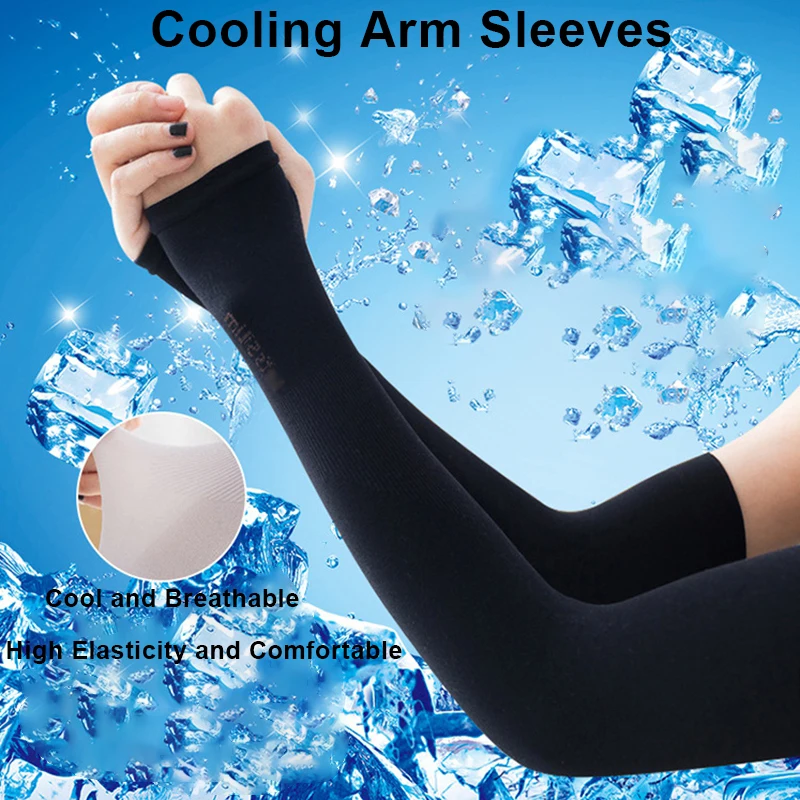 

Outdoor Sports Cycling Cooling Arm Sleeves Sun UV Protection Running Sleeves Sun Protection Fingerless Gloves Ice Silk Sleeves
