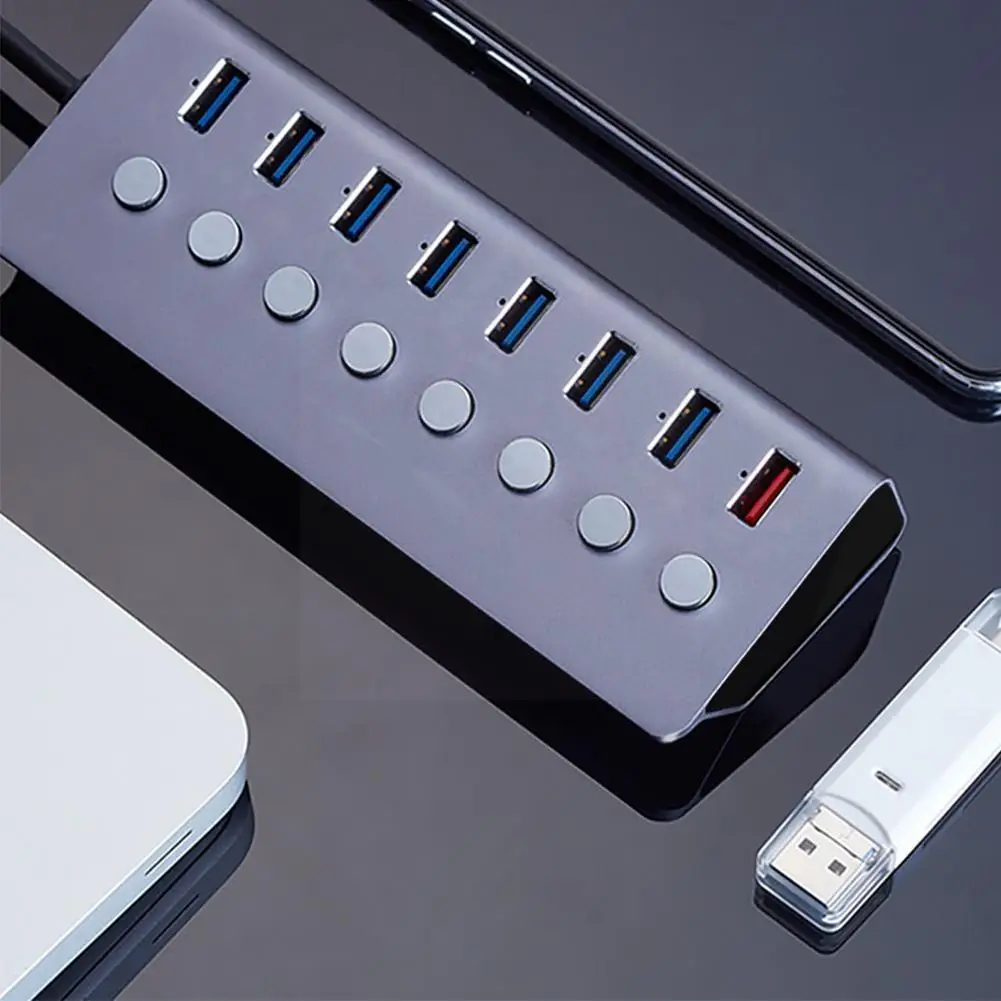 

1PC ​8-port Power Supply USB 3.0 USB Expansion Hub Accessories Computer Distributor 15W With Switc Independent Adapter Supp N5C4