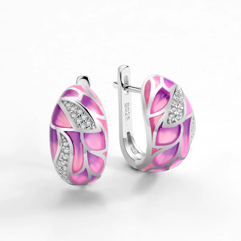 

Romantic Pink Silver Earrings For Women with Shimmering zircon Pure 925 Sterling Silver Elegant Trendy Gift Party Fine Jewelry