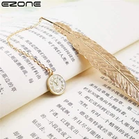 ezone 1pc metal feather bookmarks creative pendant bookmarks giftfor friends stationery school office supply