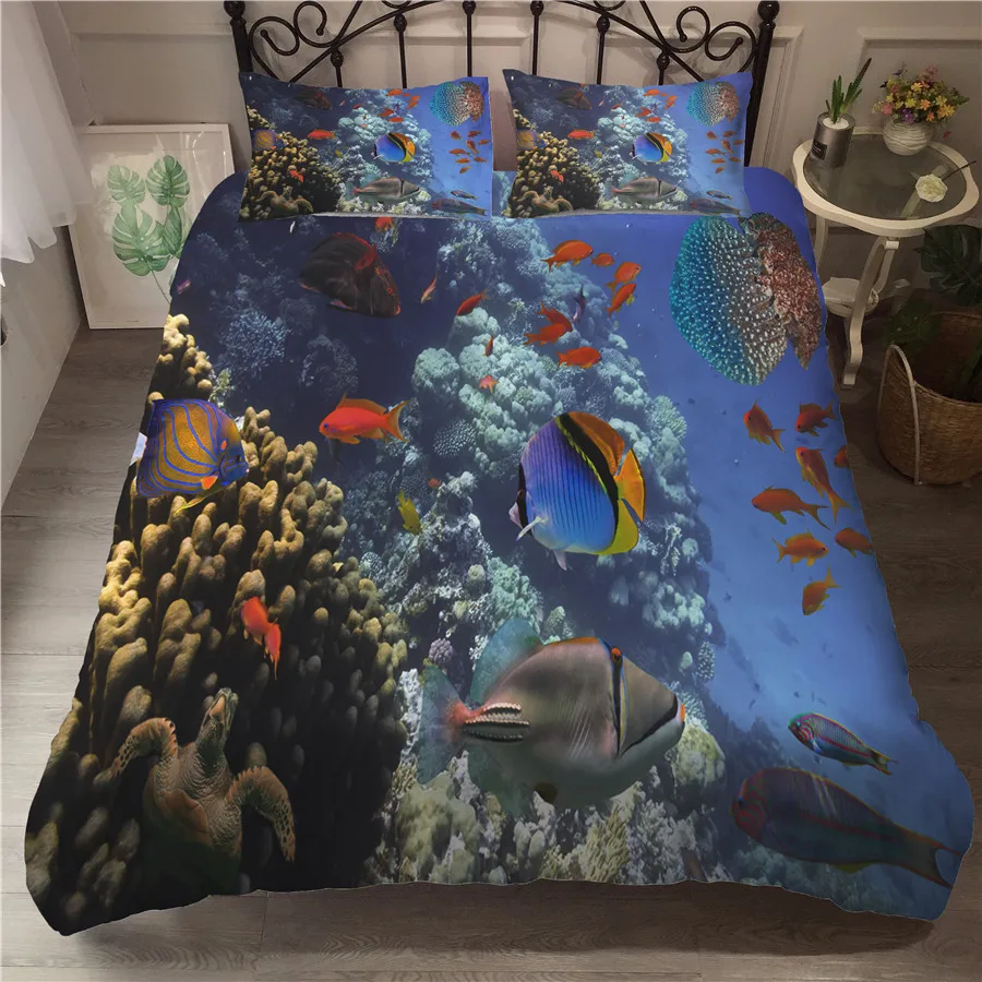 

Набор постельного белья с 3D принтом, покрывало, Комплект постельного белья, подводный мир, домашний текстиль для взрослых, постельное белье ...