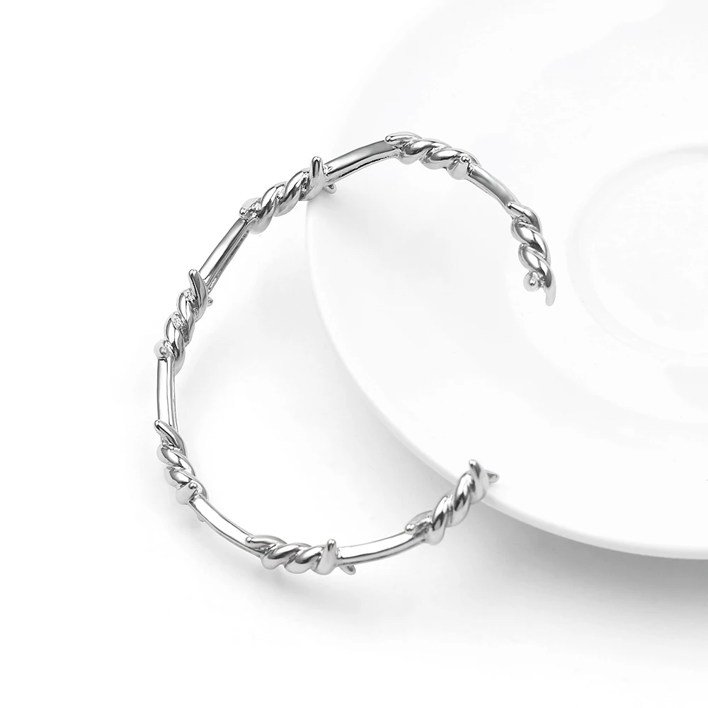 Мужской Открытый Браслет-манжета твист шипы проволока Pulsera титановая сталь геометрический браслет браслеты колючие украшения